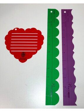 Creative Memories Lot of 3 Journaling Templates & Rulers Victorian Scallop Heart